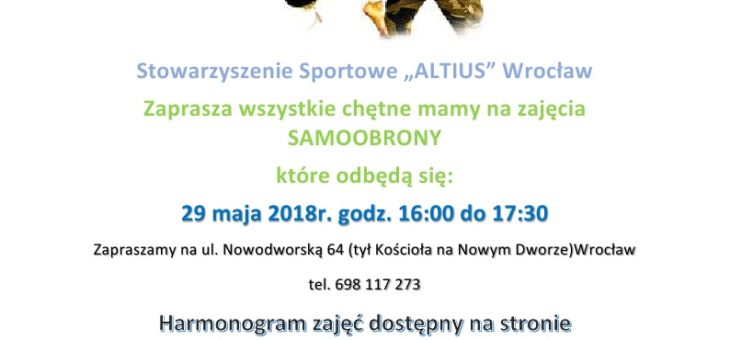 Zaproszenie na zajęcia SAMOOBRONY już dziś!