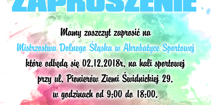 Mistrzostwa Dolnego Śląska w Akrobatyce Sportowej, 2.12.2018 r., ŚWIDNICA