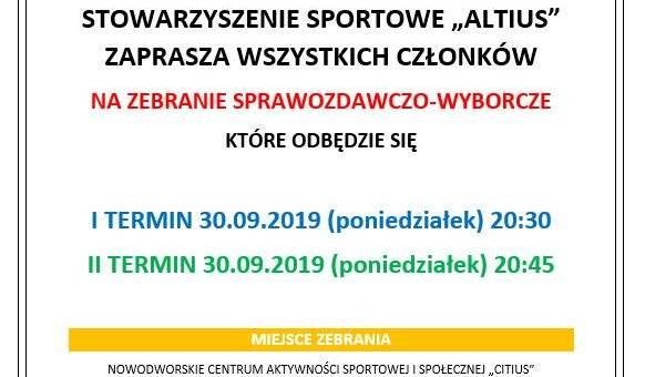 Zaproszenie za zebranie sprawozdawczo-wyborcze naszego Stowarzyszenia