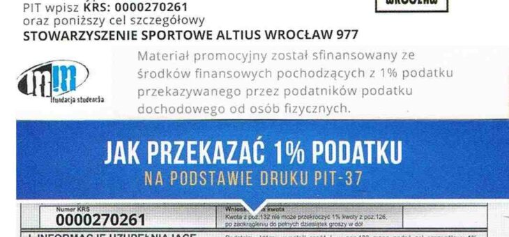 Zachęcamy do przekazania 1% podatku
