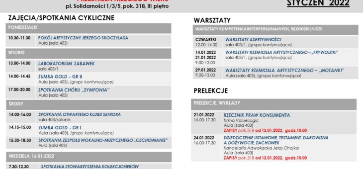 Styczniowy biuletyn Przestrzeni Trzeciego Wieku – WCRS #wroclaw